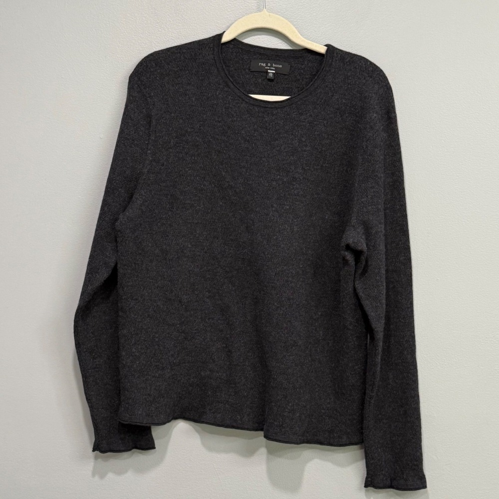 Rag & Bone Charcoal Gray Extra Fine Merino Wool Crewneck Sweater XXL